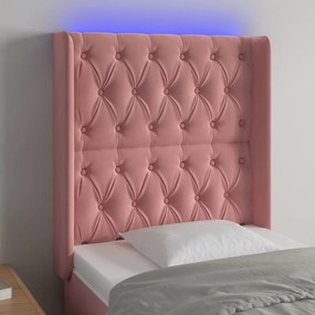 Testiera A Led Rosa 83x16x118/128 Cm İn Velluto /