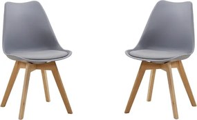 Sedia da pranzo seduta polipropilene Grigio gambe legno - KAIRA 2 pezzi