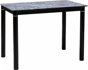 Tavolo Damar con piano in vetro temperato nero e struttura in metallo verniciato – 100x60x75 cm