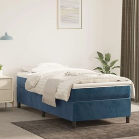 Giroletto A Molle Con Materasso Blu Scuro 80x200 Cm İn Velluto /