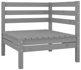 Set salotto da giardino 7 pz grigio in legno massello di pino