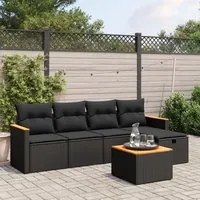 Set Divano da Giardino 6 pz con Cuscini Nero in Polyrattancod mxl 113761