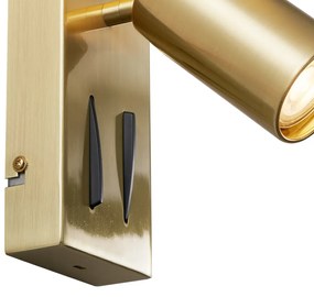 Lampada da parete moderna in ottone a 2 luci regolabile con porta USB-C - Lesly