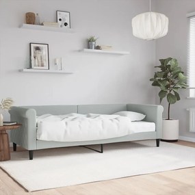 Divano letto con materasso grigio chiaro 80x200 cm in velluto