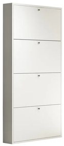 Scarpiera 4 ante L 73 x H 145 x P 15 cm 12 paia, bianco