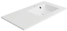 Lavabo a incasso rettangolare vasca a destra Neo L 91 x H 11.2 x P 48.5 cm in composito minerale di resina gelificata bianco lucido