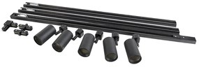 Sistema di illuminazione a binario moderno con 5 faretti nero 1 fase - Iconic Jeana