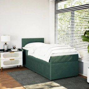 Giroletto a molle con materasso verde scuro 100x200 cm velluto