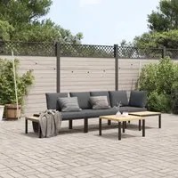 Set Divani da Giardino 4 pz con Cuscini in Alluminio Nero 3283706