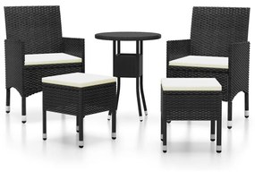 Set divani da giardino 5 pz in polyrattan nero