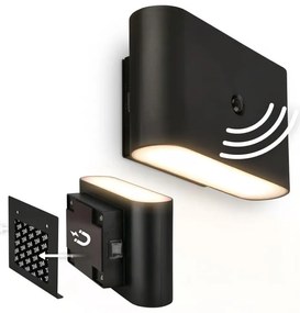 Briloner 3878015 - Lampada da parete LED ricaricabile con sensore CHAT LED/3W/5V 2000 mAh nera