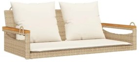 Panchina a Dondolo con Cuscini Beige 109x62x40 cm in Polyrattan