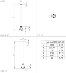 Eglo 43681 - Lampadario su corda TARBES 1xE27/60W/230V d. 17,5 cm