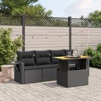 Set Divani da Giardino 5 pz con Cuscini in Polyrattan Nero 3271629