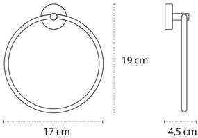 New Line AS3 Portasciugamani 17 cm Ad Anello con base tonda In Acciaio Inox Cromo