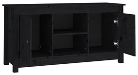 Mobile porta tv nero 103x36,5x52 cm in legno massello di pino