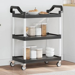 Carrello A 3 Ripiani Nero 81x41x92 Cm İn Alluminio /