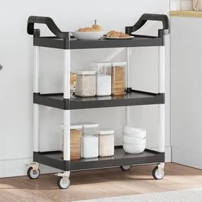 Carrello A 3 Ripiani Nero 81x41x92 Cm İn Alluminio /