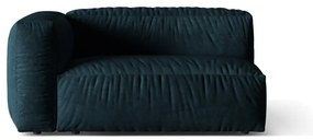 Parte divano componibile blu scuro (con penisola a sinistra) con rivestimento in velluto Martina – Micadoni