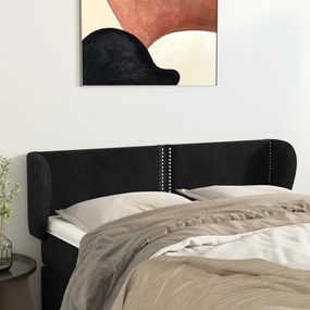 Testiera Ad Orecchio Nera 147x23x78/88 Cm İn Velluto /
