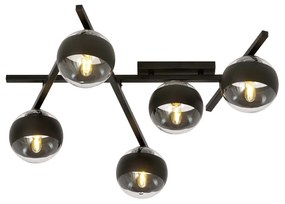 Plafoniera Moderna Teti Acciaio Nero 5 Luci E14 Ip20