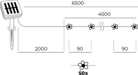 Catena solare LED RGB 50xLED/0,12W/1,2V 1xAA IP44 600 mAh