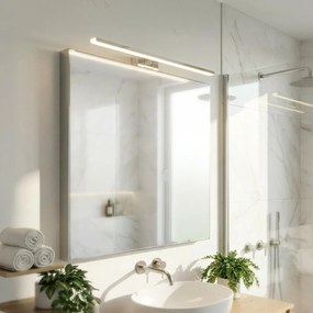 Lampada LED da Specchio 60cm Cromata 12W IP54 Tripla Installazione Colore Bianco Caldo 3.000K