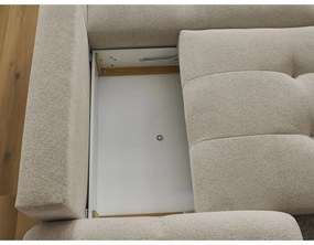 Divano angolare beige allungabile/con contenitore (con penisola a destra/con chaise lounge) con rivestimento in ciniglia Roxelane – Bobochic Paris