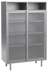 Armadietto grigio in metallo con ante scorrevoli 90x140x40 cm Veep – Unique Furniture