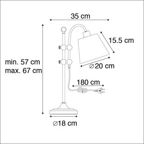 Lampada da tavolo classica bronzo con paralume bianco - Ashley