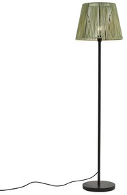 Lampada da terra per esterni nera con paralume in corda verde IP44 - Virginia
