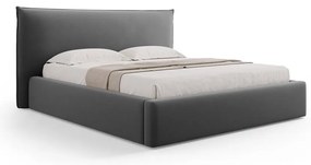 Letto matrimoniale imbottito grigio scuro con contenitore e doghe 160x200 cm Elio - Milo Casa
