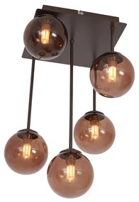 Plafoniera di design bronzo con vetro bronzo 5 luci - Athens