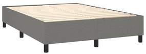 Letto a Molle Materasso e LED Grigio Scuro 140x190cm in Tessuto