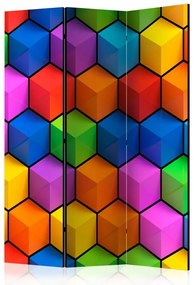 Paravento design Geometria dell'Arcobaleno (3-parti) - modello geometrico colorato