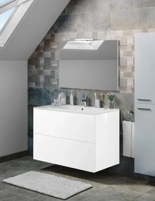 Mobile sottolavabo e lavabo Neo bianco L 90 x H 64 x P 48 cm 1 vasca 2 cassetti