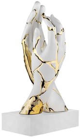 Bongelli preziosi Scultura in marmorino moderna Mani intrecciate con venature h 38 - varie colorazioni BIANCO ORO