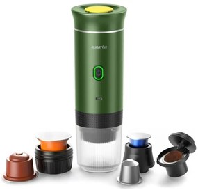 Aligator ACM003 - Macchina da caffè da viaggio ricaricabile PortaCaffé 3 in 1 72W/7500 mAh verde