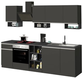 Cucina Lineare SOLE 256 cm - Antracite/Report, Top 35 mm