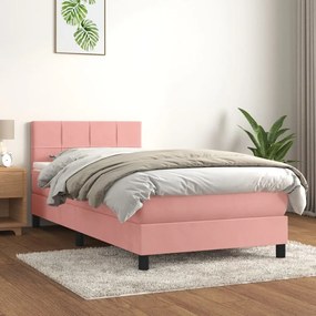 Giroletto A Molle Con Materasso Rosa 100x200 Cm İn Velluto /