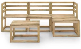 Set divani da giardino 5 pz in legno di pino impregnato verde
