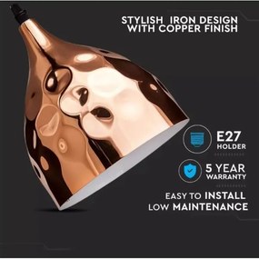 Lampadario su filo 1xE27/60W/230V oro rosato