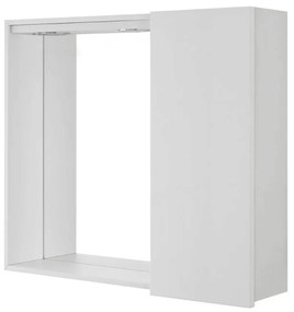 Specchio Contenitore 68x61 Cm Un'Anta Con Illuminazione Led Feridras "Mondo 2.0" Bianco/Bianco Laccato