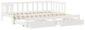 Dormeuse letto estraibile e cassetti bianco 90x190cm legno pino