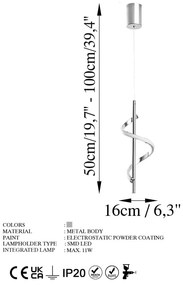 Lampada a sospensione LED in argento ø 16 cm Likma - Opviq lights