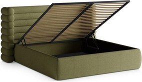 Letto matrimoniale imbottito verde con contenitore con rete inclusa 160x200 cm Mount – Micadoni