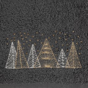 Asciugamano in cotone antracite con ricamo natalizio dorato Larghezza: 70 cm | Lunghezza: 140 cm