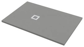 Piatto doccia in carbonato di calcio Horus grigio chiaro L 80 x L 120 x H 2.7 cm opaco effetto pietra