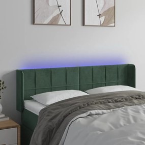 Testiera A Led Verde Scuro 147x16x78/88 Cm İn Velluto /