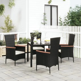 Sedie da giardino con cuscini 4 pz in polyrattan nere